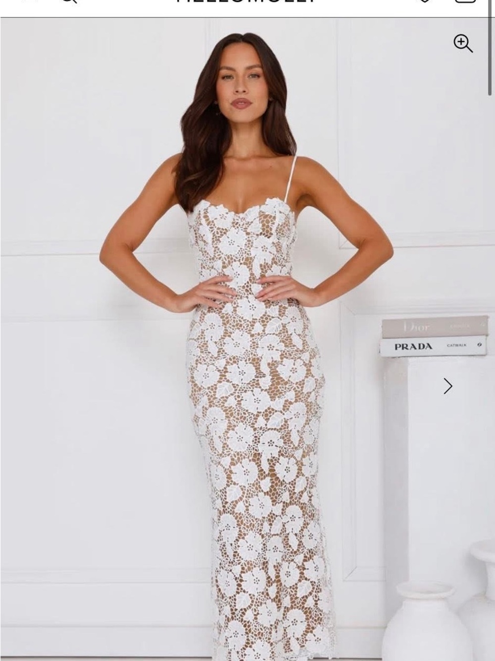 Hello Molly White Floral Lace Midi Dress